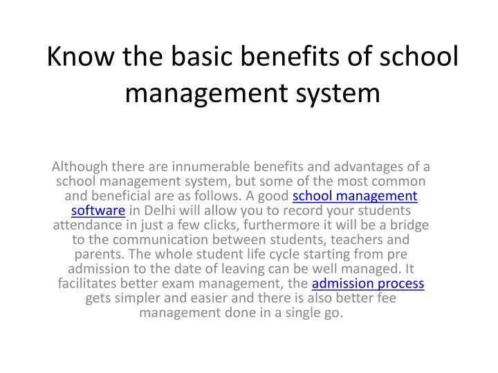 know the basic benefits of school management system