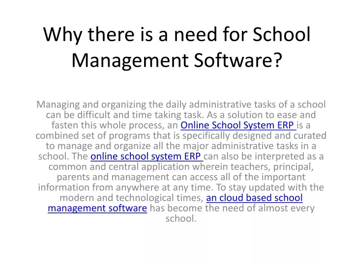 why there is a need for school management software