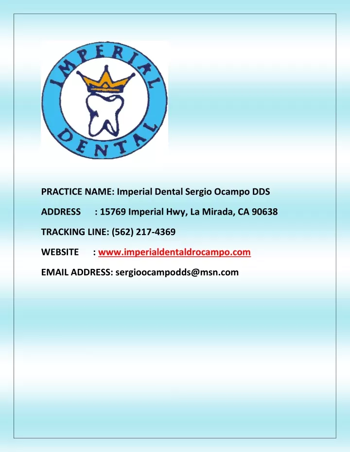 practice name imperial dental sergio ocampo dds
