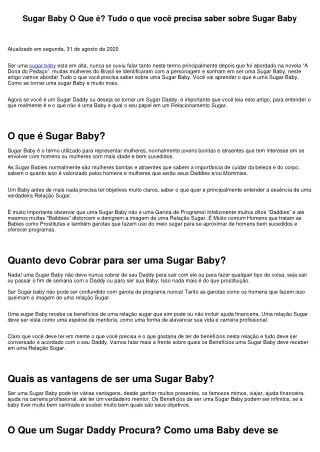 Sugar Baby O Que é? Tudo o que você precisa saber sobre Sugar Baby