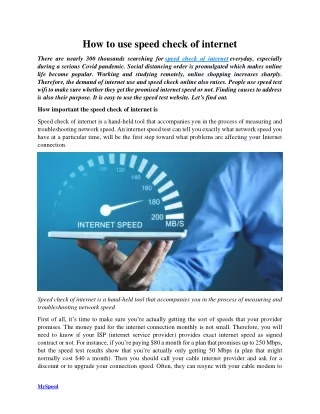 how to use speed check of internet