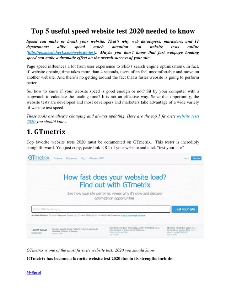 top 5 useful speed website test 2020 needed