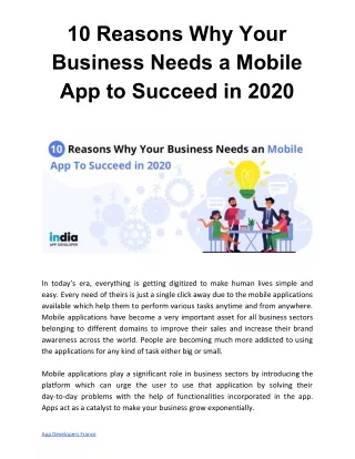 10 Reasons Why Your Business Needs a Mobile App to Succeed in 2020