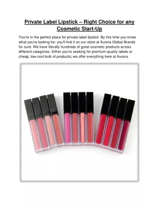 Private Label Lipstick – Right Choice for any Cosmetic Start-Up