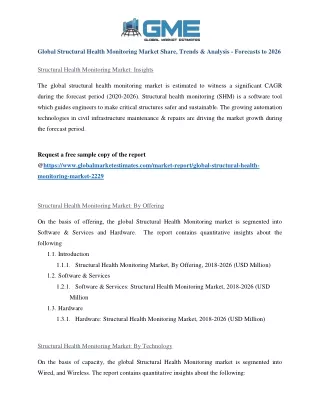 Global Structural Health Monitoring Market Size, Trends & Analysis with COVID-19 Impact - Forecasts to 2026