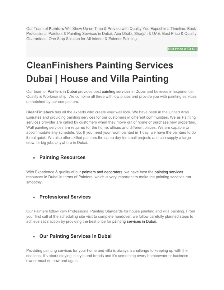 our team of painters will show up on time provide