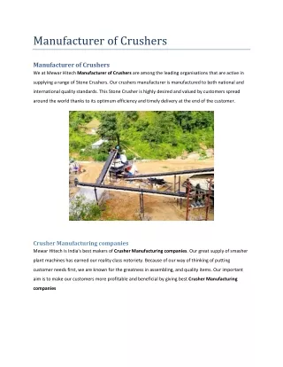 manufacturer of crushers
