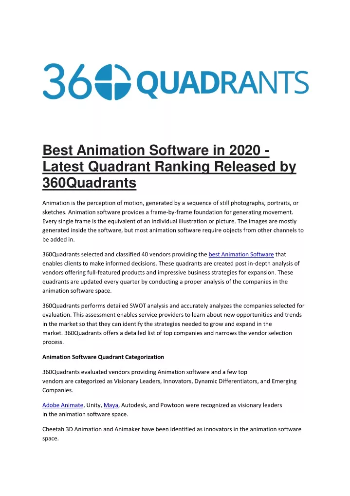 best animation software in 2020 latest quadrant