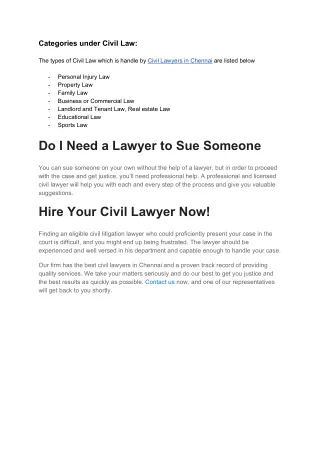 Categories of Civil Law