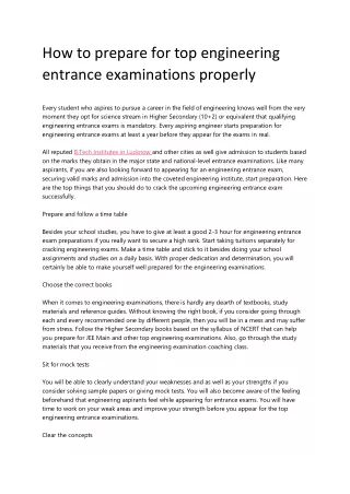 how to prepare for top engineering entrance