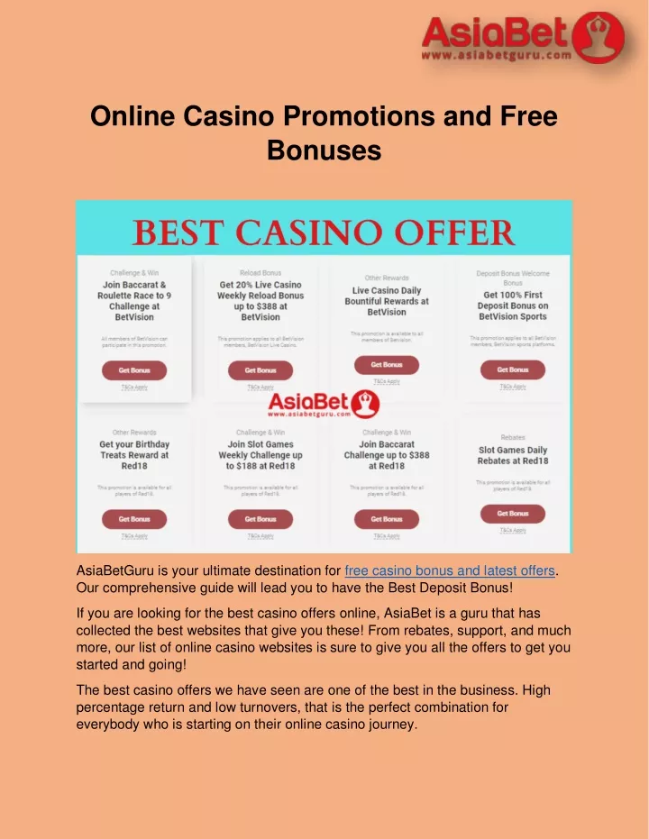 online casino promotions and free bonuses