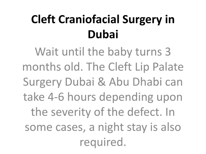 cleft craniofacial surgery in dubai