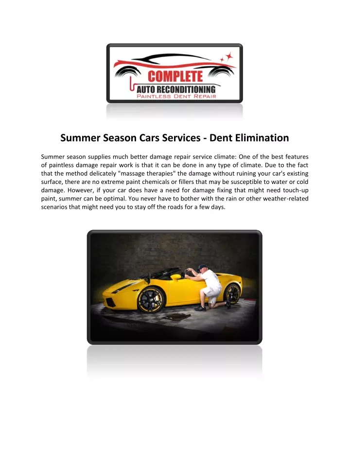 summer season cars services dent elimination