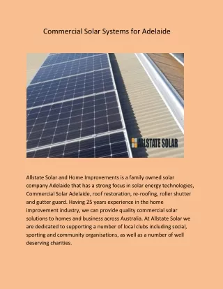 Commercial Solar Systems for Adelaide