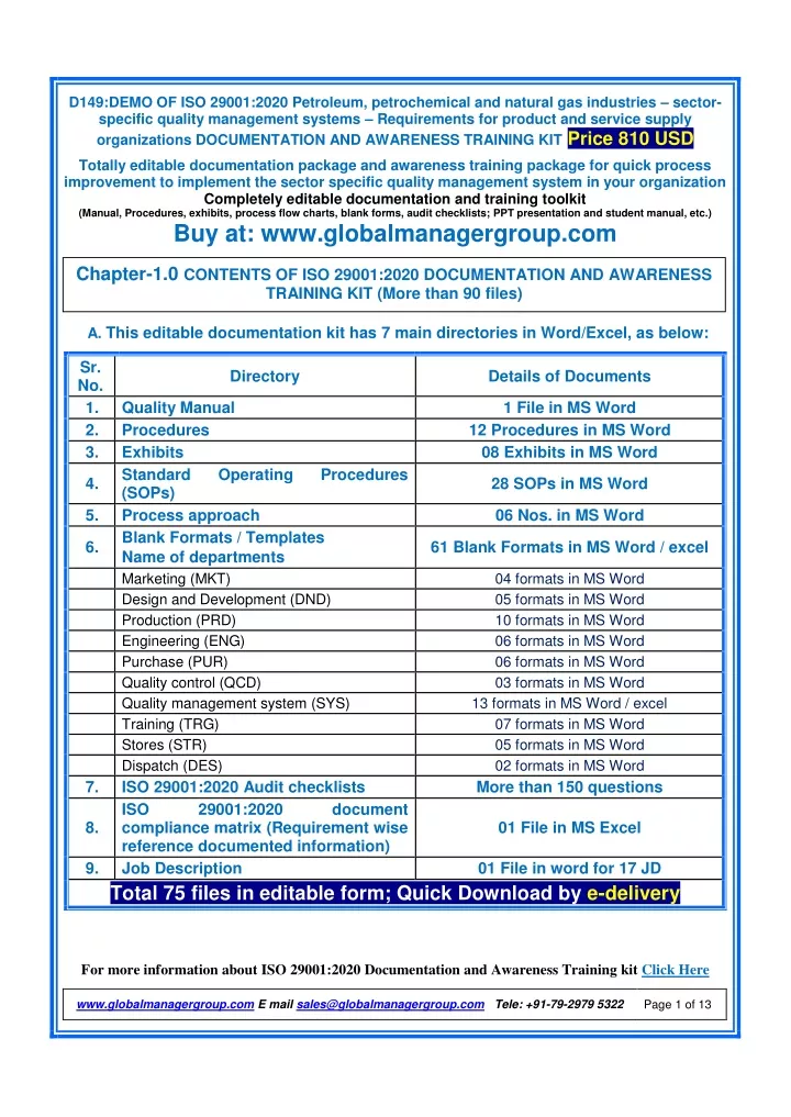 d149 demo of iso 29001 2020 petroleum