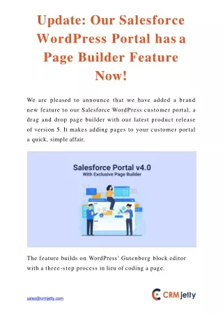 update our salesforce wordpress portal has a page builder feature now