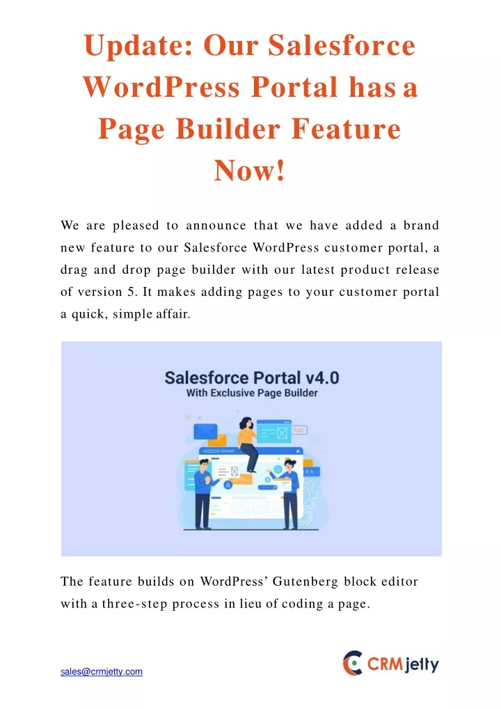 update our salesforce wordpress portal has a page builder feature now