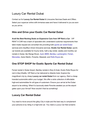 luxury  Car  Rental