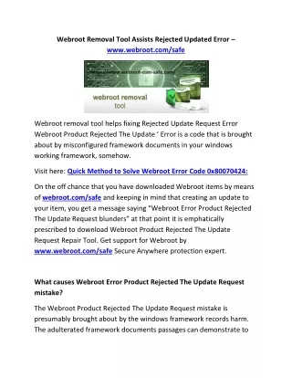 webroot removal tool assists rejected updated