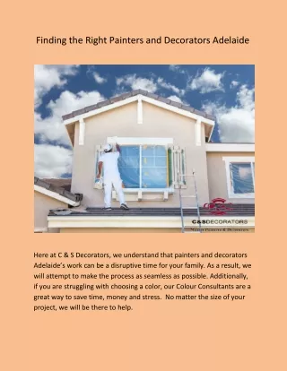 Finding the Right Painters and Decorators Adelaide