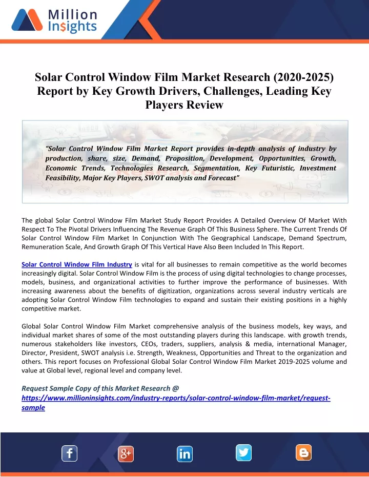solar control window film market research 2020