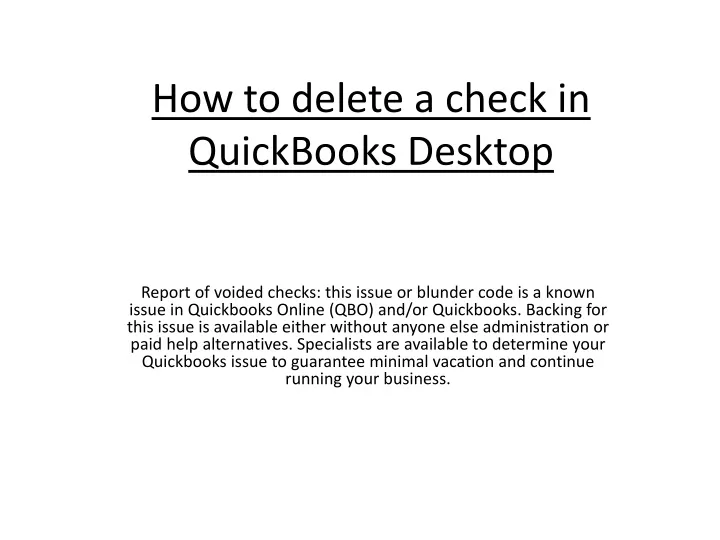 how to delete a check in quickbooks desktop