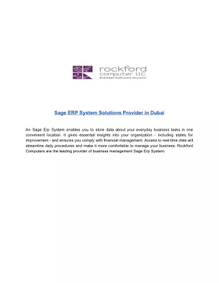 Sage ERP System Solutions Provider in Dubai