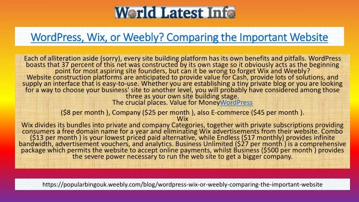 wordpress wix or weebly comparing the important website