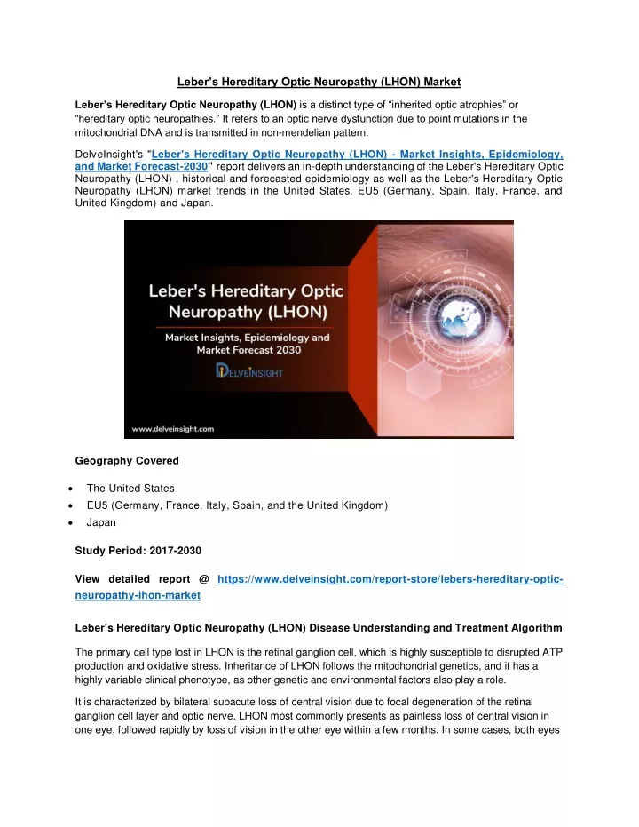 leber s hereditary optic neuropathy lhon market