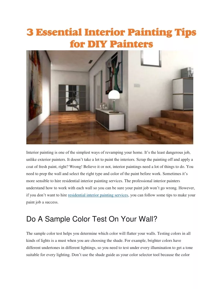 3 essential interior painting tips