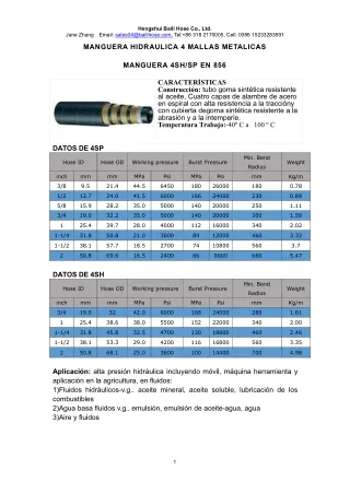 MANGUEIRA HIDRÁULICA DE ALTA PRESSÃO EN 856 4SP/4SH