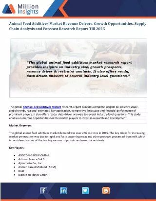 animal feed additives market revenue drivers