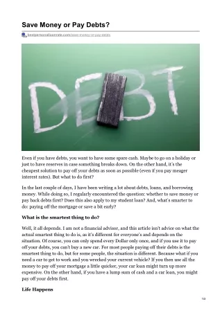 Save Money or Pay Debts?