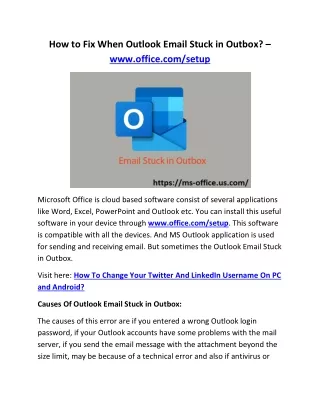 how to fix when outlook email stuck in outbox