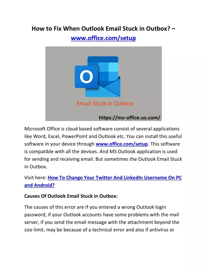 how to fix when outlook email stuck in outbox