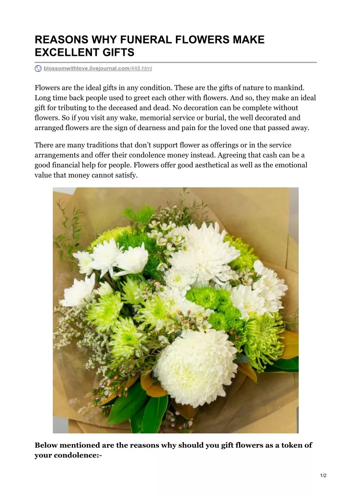 reasons why funeral flowers make excellent gifts
