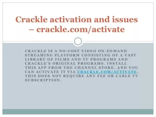 Crackle activation and issues – crackle.com/activate
