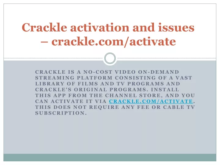 crackle activation and issues crackle com activate