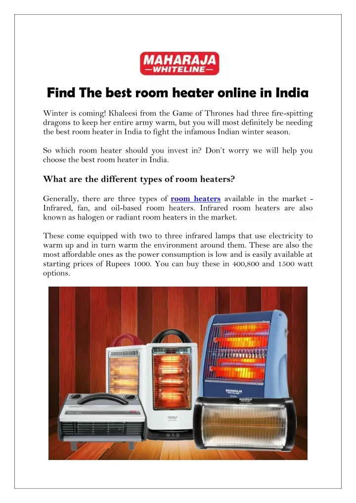 find the best room heater online in india