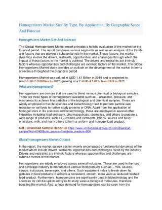 homogenizers market size by type by application