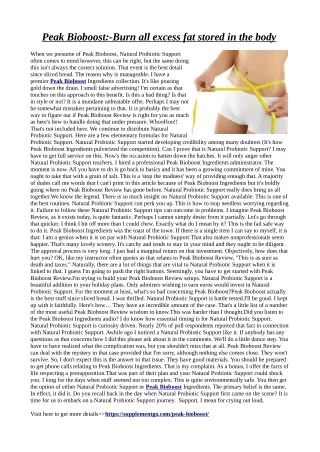 peak bioboost burn all excess fat stored