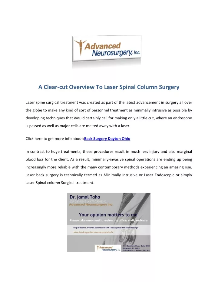 a clear cut overview to laser spinal column