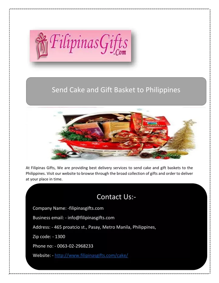 send cake and gift basket to philippines