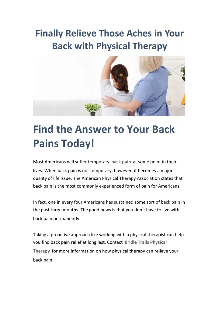 finally relieve those aches in your back with
