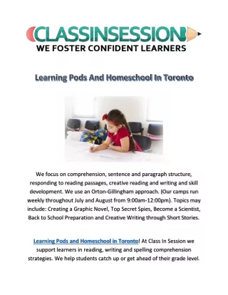 Learning Pods And Homeschool In Toronto