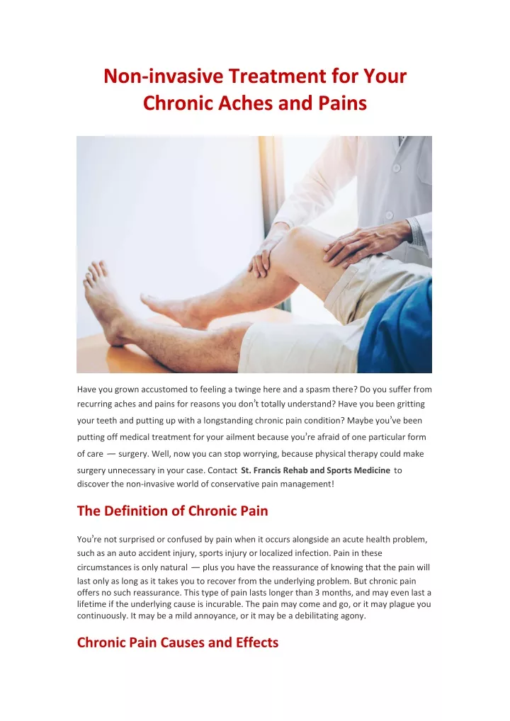 non invasive treatment for your chronic aches