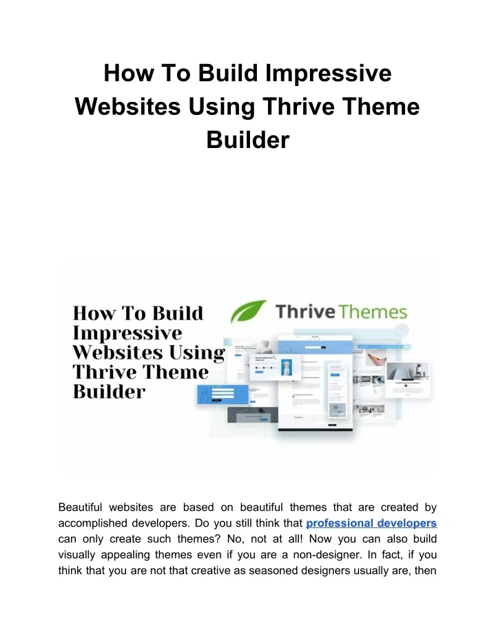 how to build impressive websites using thrive