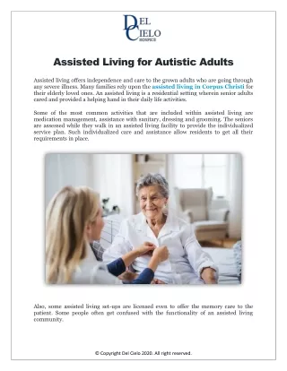 Assisted Living for Autistic Adults