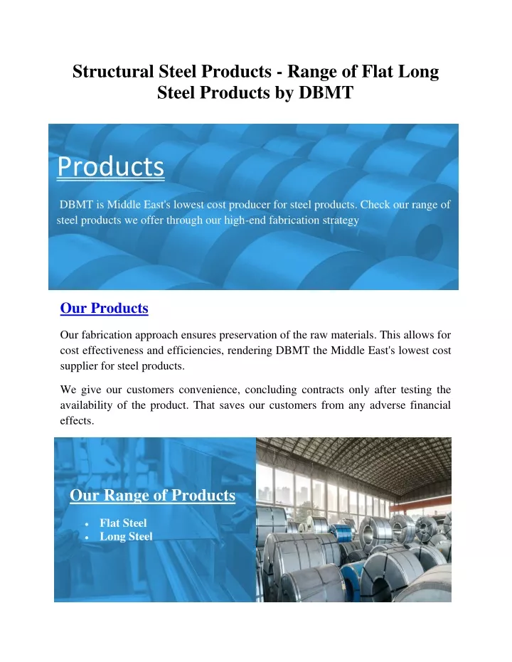 structural steel products range of flat long