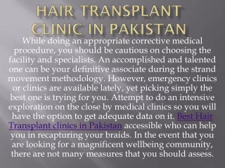 hair transplant clinic in Pakistan